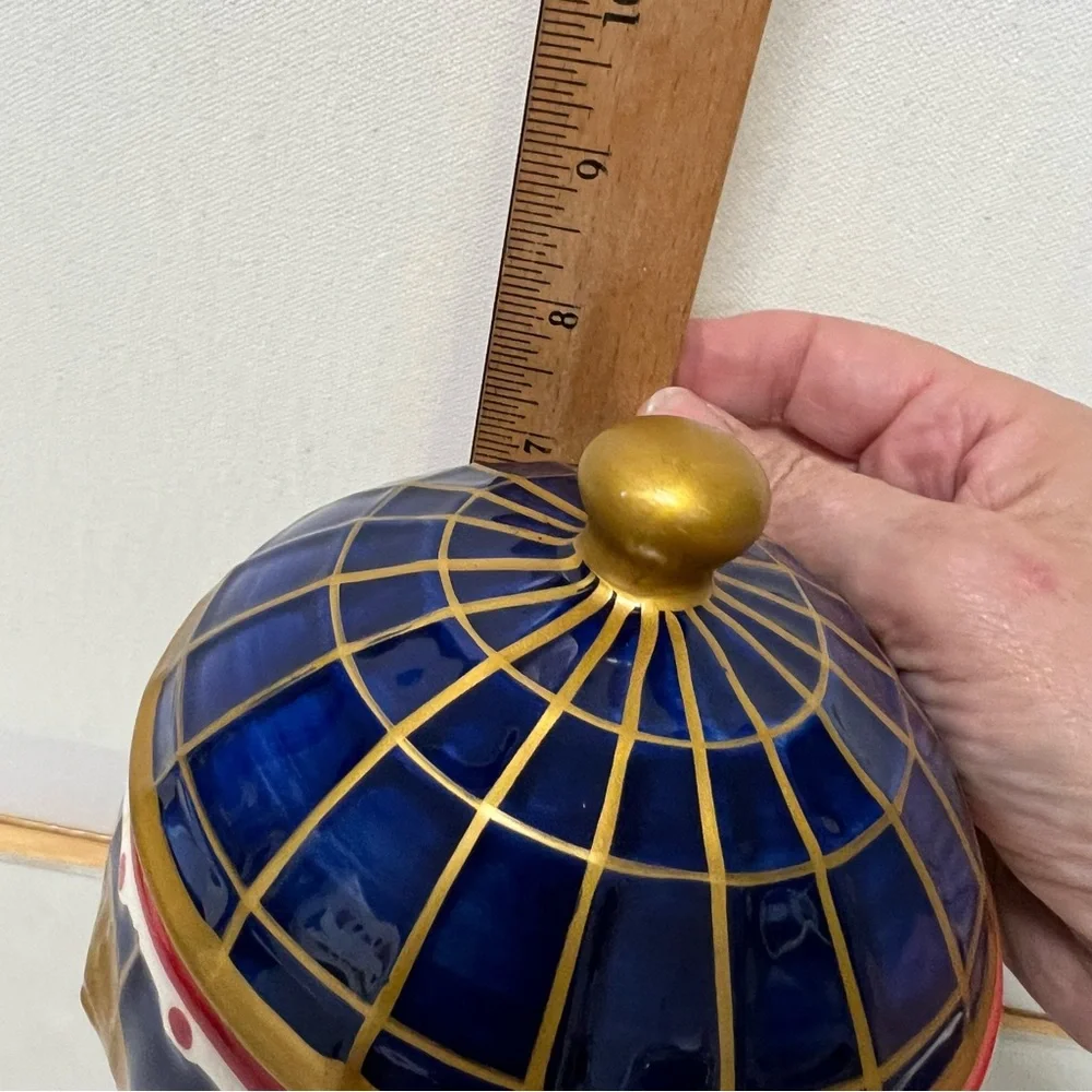Paris Las Vegas Souvenir Drink Glass Ceramic Blue and Gold Globe Home Decor